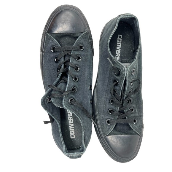 Converse Chuck Taylor shoes Mens 7 Womens 9 low top Monochrome Black sneakers - Picture 3 of 7